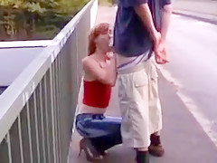 Skinny college girl fucked on a bridge !