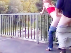 Skinny college girl fucked on a bridge !