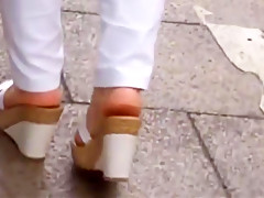 Candid mature soles in wedge sandals