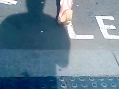 Candid mature pink soles in well worn wedges