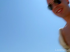 Long-Haired Beauty Rides Cock At Beach