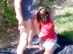 Swinger wife taking new cock outdoors
