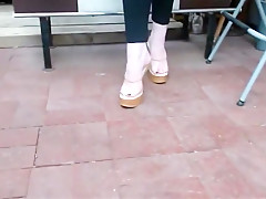 Sexy wooden platform mules