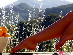 Solo Blonde Beauty Is Masturbating Outside With Scarlet Red