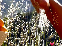 Solo Blonde Beauty Is Masturbating Outside With Scarlet Red