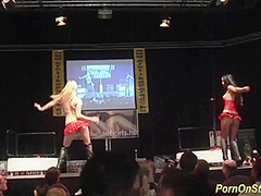 Cock Sharing Porn Show on Public Stage