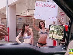 Desperate for Spring Break Cash Chloe Sky Has Car Wash Idea - Public Handjobs