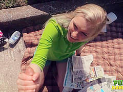 Raquel Roper Jessie Young- Hands-On Help for Homeless Man - Public Handjobs