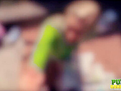 Raquel Roper Jessie Young- Hands-On Help for Homeless Man - Public Handjobs