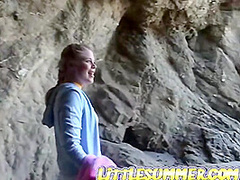 Solo teen fingering her pussy outdoors