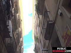 Public naked babe walks outdoor to satisfy mistress n master