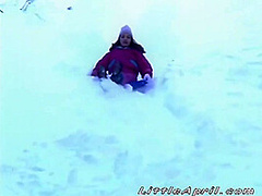 Petite teen masturbates on a cold snowy day