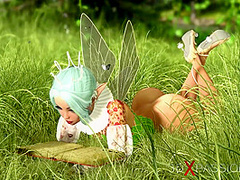 Threesome with a beautiful hot fairy and two orcs in the night forest