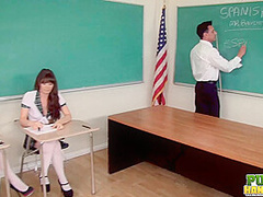Students Aaliyah Love and Alison Rey Stroke for Grades - Public Handjobs