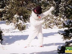 Helpless Brandi de Lafey Strokes A Lonely Snowman - Public Handjobs