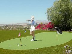 All Natural Big Tits Blonde Skye Blue Goes Golfing and Fucks Herself Silly with a Dildo