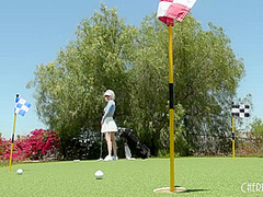 All Natural Big Tits Blonde Skye Blue Goes Golfing and Fucks Herself Silly with a Dildo