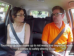 Public fucked teen enjoys car sex outdoor with driving tutor