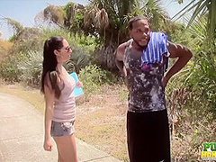 Rachel Rose Strokes Black Cock in the Park - Public Handjobs