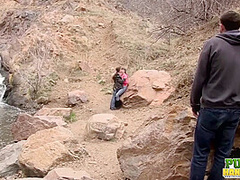 Laura Coryander and Miatsu Kumiko make a new friend in the park - Public Handjobs