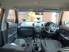 Asian driving student public fucked outdoor in car by tutor