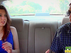 Cassidy Bliss gives a handjob in the back seat of a car - Public Handjobs