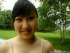 Cute asian teen dancing