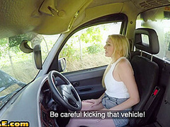 Cabdriver busty babe in boots fucked outdoor by BWC dude