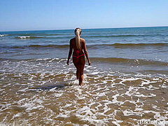 Extreme naughty bikini in public