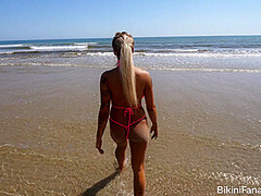 Extreme naughty bikini in public