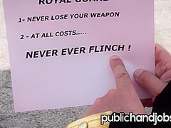 Gia Paige and Riley Reid Taunt Royal Guard - Public Handjobs