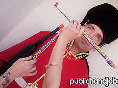 Gia Paige and Riley Reid Taunt Royal Guard - Public Handjobs