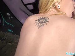 Horny Blonde Flasher Gets Her Pussy Creampied In A Tunnel