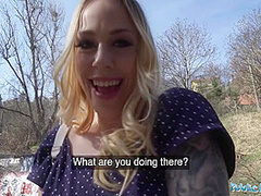 Horny Blonde Flasher Gets Her Pussy Creampied In A Tunnel