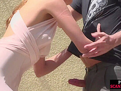 Public humiliated babe fucked outdoor after BDSM whipping