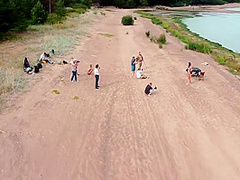 On The Beach. Funny And Dynamic Video About Nude Shooting Of Girls On The Seashore. 10 Min