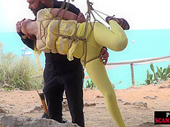 Public slut enjoys asstoying outdoor after suspensionbondage