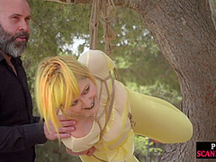 Public slut enjoys asstoying outdoor after suspensionbondage