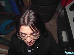 Working Girl Sucks Hard On His Big Fat Cock