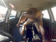 IR driving tutor MILF fucked in car by BBC mechanic dude