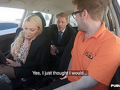 Busty fakeboobs MILFY public fucked in car outdoor by hubby