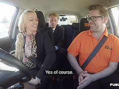 Busty fakeboobs MILFY public fucked in car outdoor by hubby
