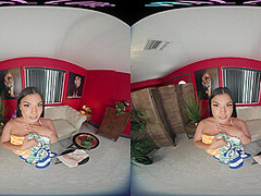 Sexy Columbian babe fucks her ass with a toy in VR