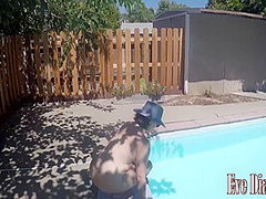 Poolside Nudist Eve Diamonds Sucks Cock