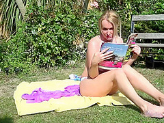 Aunt Judys - Sunbathing Jade Masturbates In The Backyard