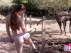 Lesbian Nina showing her perfect ass and Sexy Body in Rodeo Outdoor
