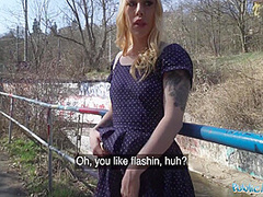 Horny Blonde Flasher Gets Her Pussy Creampied In A Tunnel 11 Min With Chrystal Sinn
