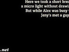 Jeny Smith got naked on the night club entrance. Nude on stairs