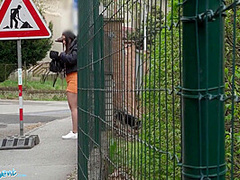 Spanish Babe In Tight Dress Fucked Outside