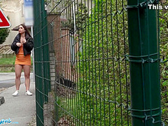 Spanish Babe In Tight Dress Fucked Outside